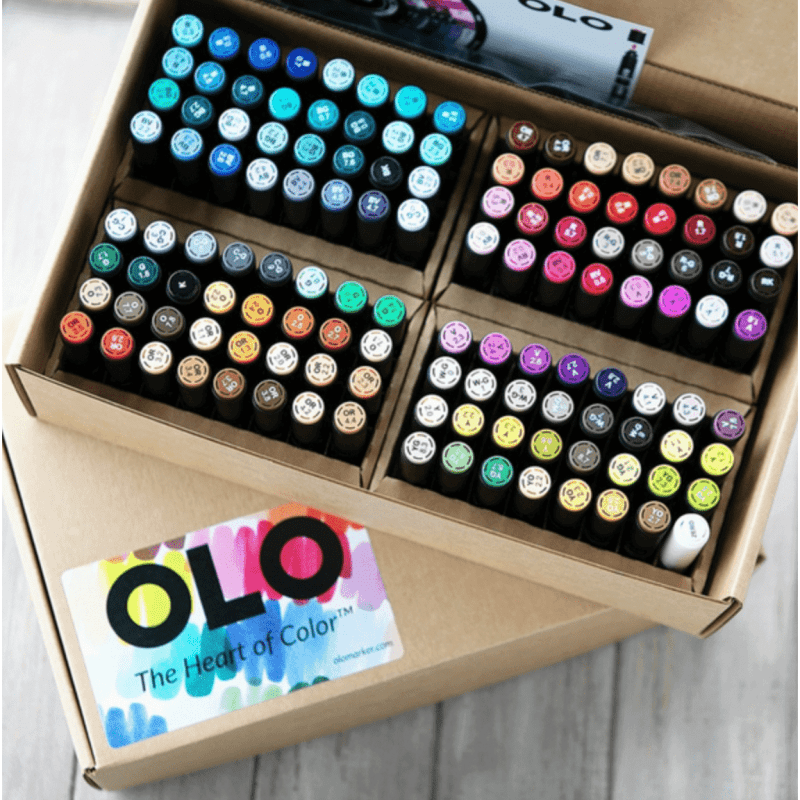 128 collection of half olo markers plus 64 connector rings 312906