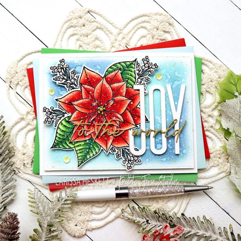 PFS Peaceful Christmas Flowers Joy to the World Word De Set Larissa Heskett