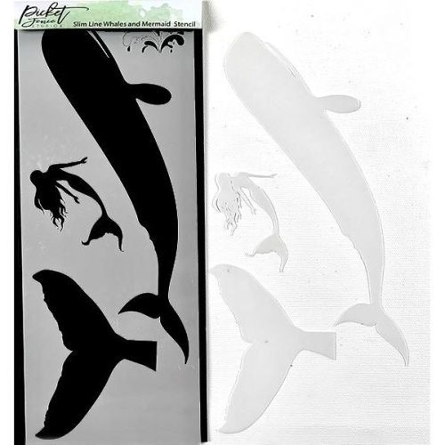 slim line whale and mermaid stencil 939911