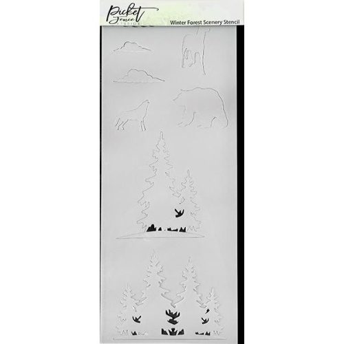 slim line winter forest scenery stencil 577609