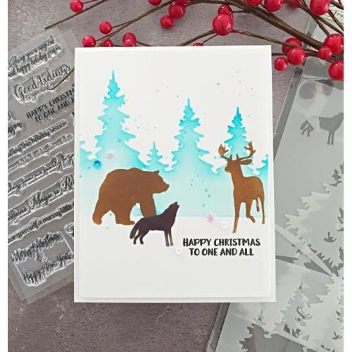 slim line winter forest scenery stencil 788351