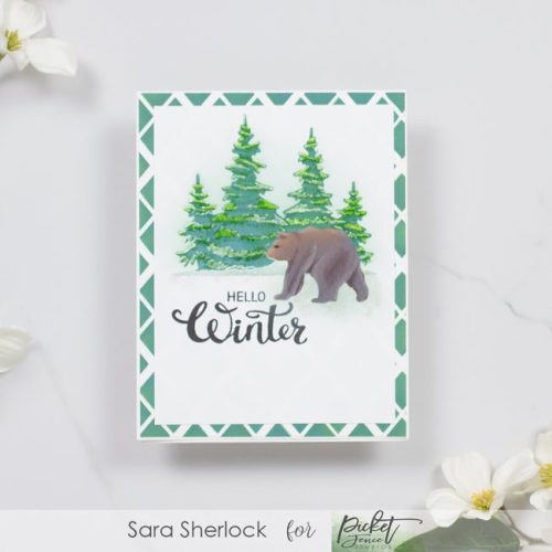 slim line winter forest scenery stencil 912023